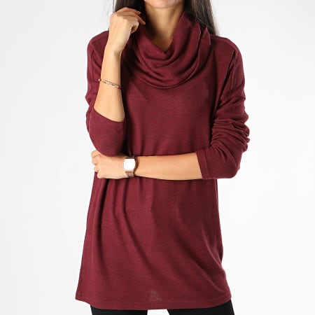 Only - Pull Femme Col Amplified Kleo Bordeaux Chiné