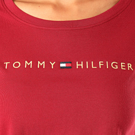 Tommy Hilfiger - Camiseta de manga larga CN Logo 1908 para mujer Burdeos