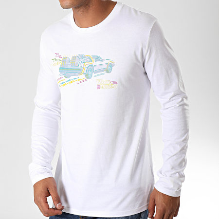 Back To The Future - Tee Shirt Manches Longues Drawing Blanc