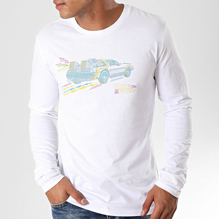 Back To The Future - Tee Shirt Manches Longues Drawing Blanc