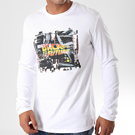 Back To The Future - Tee Shirt Manches Longues Grunge Blanc