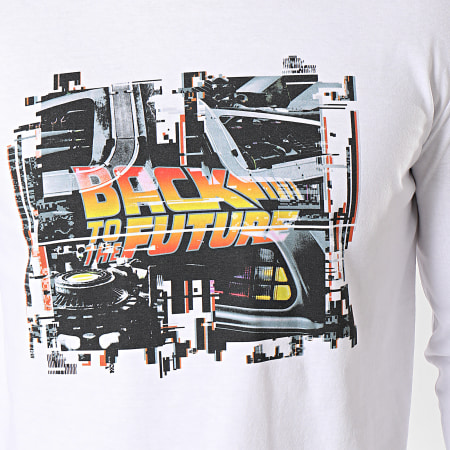 Back To The Future - Tee Shirt Manches Longues Grunge Blanc