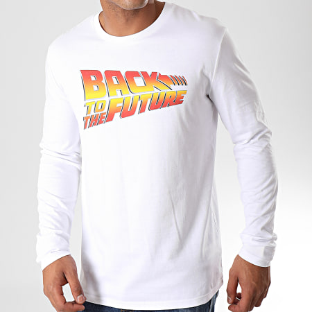 Back To The Future - Camiseta Title Manga Larga Blanca