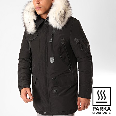 Comme Des Loups - Parka Copenhagen Fur Heated negro blanco