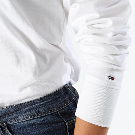 Tommy Jeans - Clean Linear Logo Camiseta de manga larga para mujer 7418 Blanco
