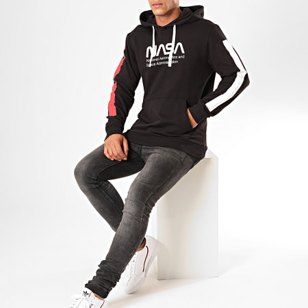 Only And Sons - Sweat Capuche A Bandes NASA Noir