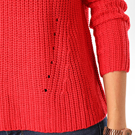 Only - Pull Col Roulé Femme Justy Rouge