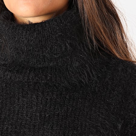 Vero Moda - Suéter Peludo De Mujer Con Cuello Amplificado Negro