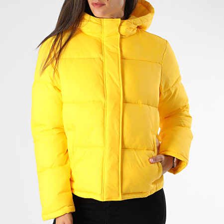 Calvin Klein - Chaqueta de plumón con capucha y cinta de monograma para mujer 2080 amarillo