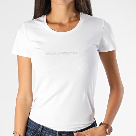 Emporio Armani - Tee Shirt Femme 163320-CC317 Blanc Strass