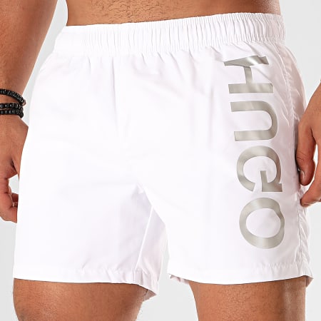 HUGO - Short De Bain Reverse Logo Saba 50409687 Blanc Argenté
