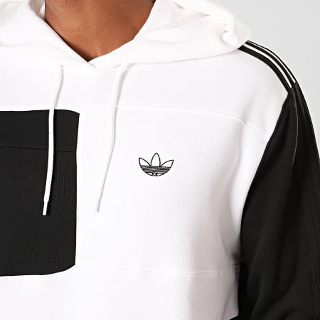 Adidas Originals - Sweat Capuche A Bandes Asymmetric Block ED5600 Noir Blanc