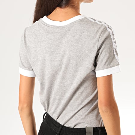 Adidas Originals - Camiseta Mujer Con Rayas ED7593 Gris Jaspeado Blanco