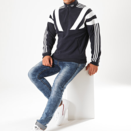 Adidas Originals - Veste Col Zippée A Bandes BLNT 96 QZ EE2343 Bleu Marine