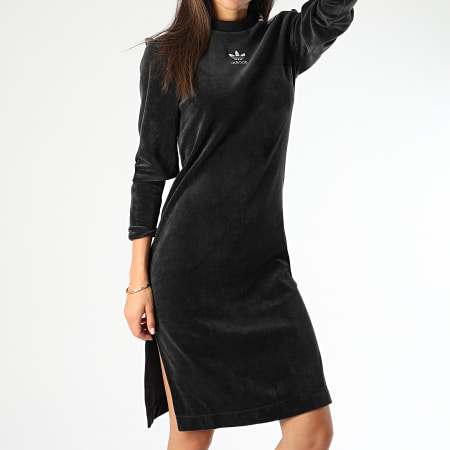 Adidas Originals - Robe Pull Femme Velours Sweater EJ9058 Noir Blanc