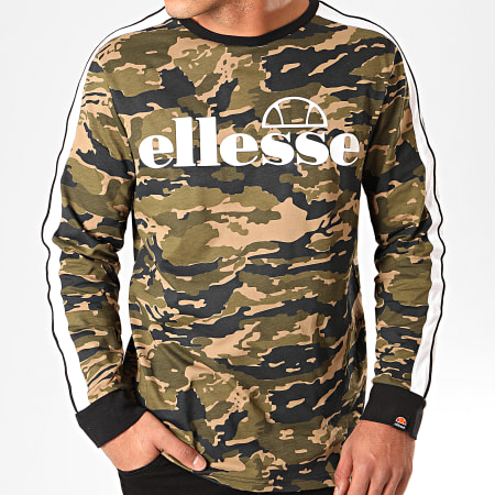 Ellesse - Tee Shirt Manches Longues A Bandes Ausa SHC07391 Vert Kaki Camouflage