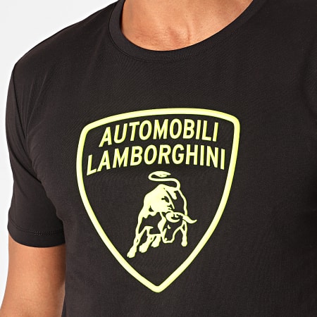 Lamborghini - Tee Shirt Jersey Gaudi B3XUB7G1-30277 Noir Jaune Fluo