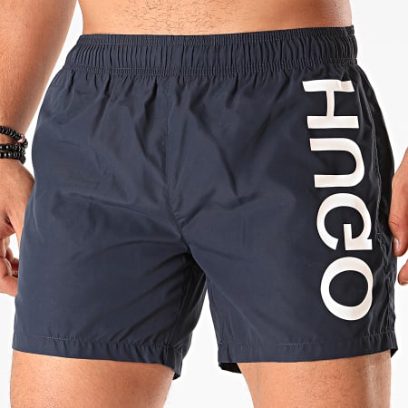 HUGO - Bañador con logo inverso Saba 50423520 azul marino blanco