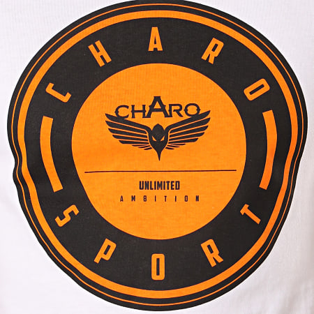 Charo - Camiseta Medalion WY4770 Blanco Naranja Negro