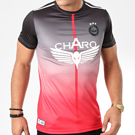 Charo - Camiseta Record WY4776 Negro Gris Rojo Degradado
