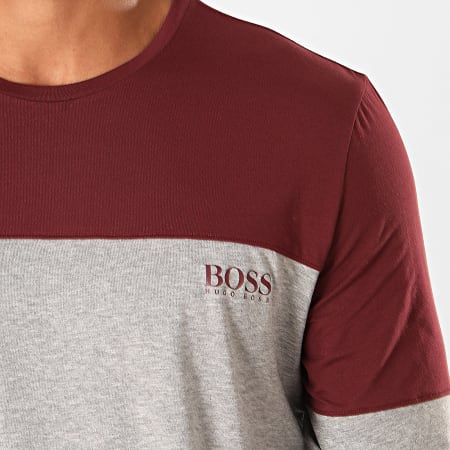 BOSS - Tee Shirt Manches Longues Balance 50420156 Gris Chiné Bordeaux