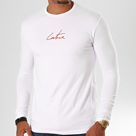 The Couture Club - Tee Shirt Manches Longues TCCM18 Blanc Rouge