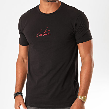 The Couture Club - Camiseta Essentials TCCM2418 Negro Rojo