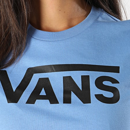 Vans - Camiseta Mujer Flying V Celeste Negro