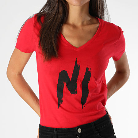 NI by Ninho - Tee Shirt Femme Logo Rouge Noir