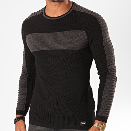 Paname Brothers - Pull 017A Noir Gris Anthracite