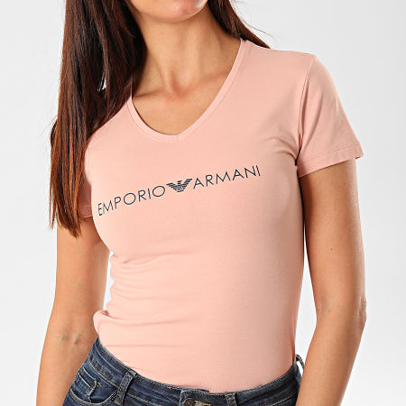Emporio Armani - Tee Shirt Col V Femme 163321-9A317 Rose Clair