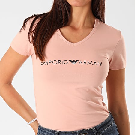 Emporio Armani - Tee Shirt Col V Femme 163321-9A317 Rose Clair