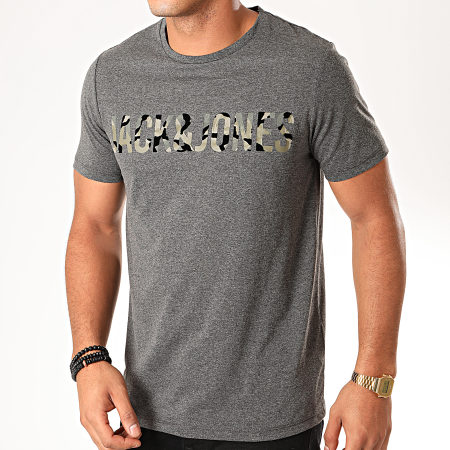 Jack And Jones - Tee Shirt Camouflage Cloak Gris Anthracite Chiné