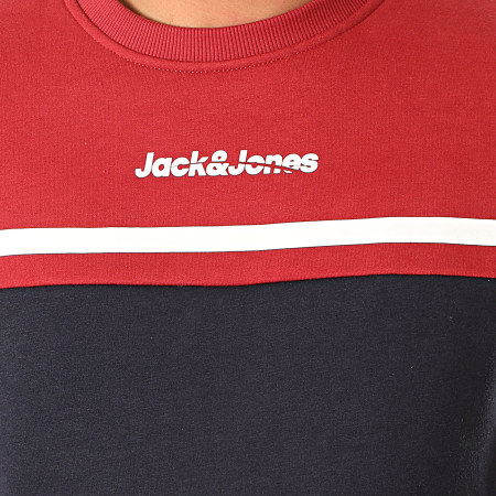 Jack And Jones - Sweat Crewneck Caine Bordeaux Bleu Marine