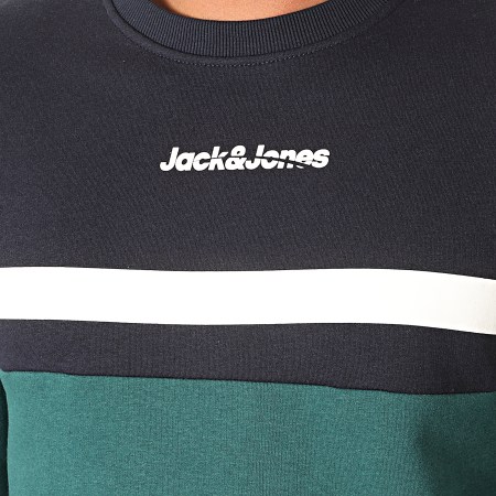 Jack And Jones - Sweat Crewneck Caine Vert Bleu Marine 