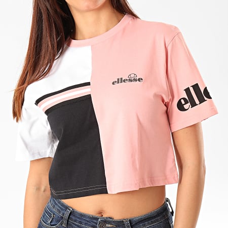 Ellesse - Tee Shirt Femme Crop Essere SDG08064 Rose Noir Blanc