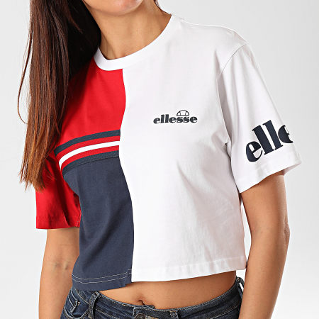 Ellesse - Tee Shirt Femme Crop Essere SDG08064 Blanc Rouge Bleu Marine