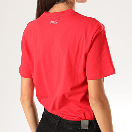 Fila - Tee Shirt Femme Tricolore Fabya 682852 Rouge Bleu Marine Blanc