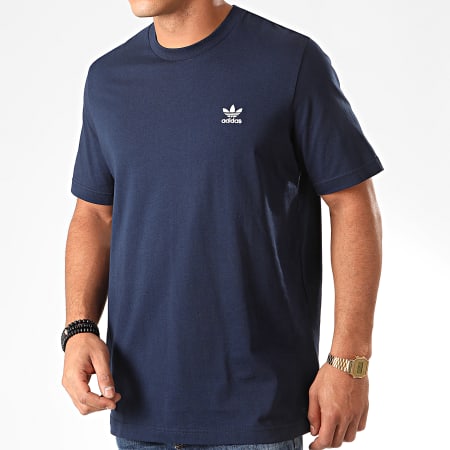 Adidas Originals - Tee Shirt A Bandes Essential FN2840 Bleu Marine Blanc