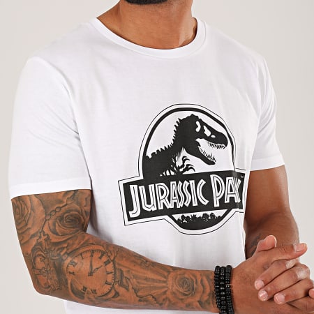 Jurassic Park - Tee Shirt Logo Black And White Blanc