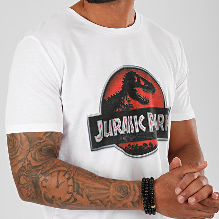 Jurassic Park - Tee Shirt Logo 3D Blanc