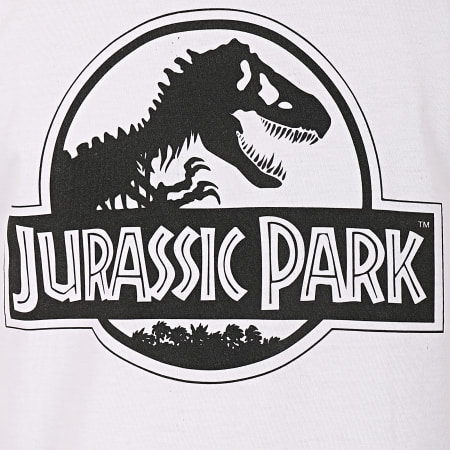 Jurassic Park - Tee Shirt Manches Longues Logo Black And White Blanc
