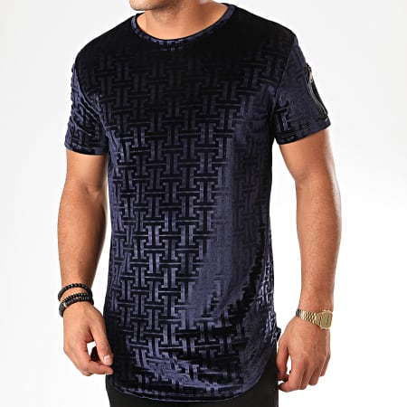 Uniplay - Tee Shirt Oversize Velours UY457 Bleu Marine
