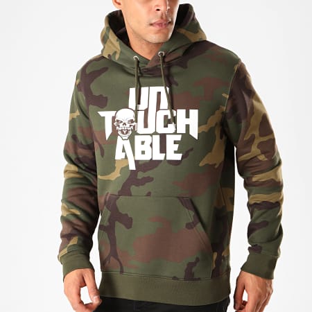 Untouchable - Felpa con cappuccio Logo Camouflage Verde Khaki