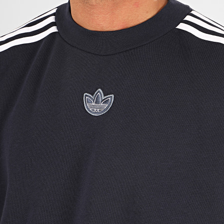 Adidas Originals - Sweat Crewneck A Bandes Trefoil ED7180 Bleu Marine Blanc