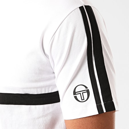 Sergio Tacchini - Tee Shirt A Bandes Ducan 38237 Blanc Noir