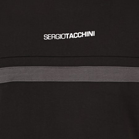 Sergio Tacchini - Tee Shirt A Bandes Ducan 38237 Noir Gris Anthracite