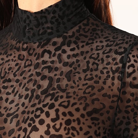 Sixth June - Body Femme Leopard Velours Transparent 3948KBO Noir
