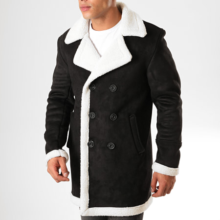 manteau noir col mouton