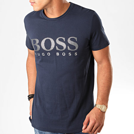 BOSS - Tee Shirt RN Special 50420866 Bleu Marine Argenté